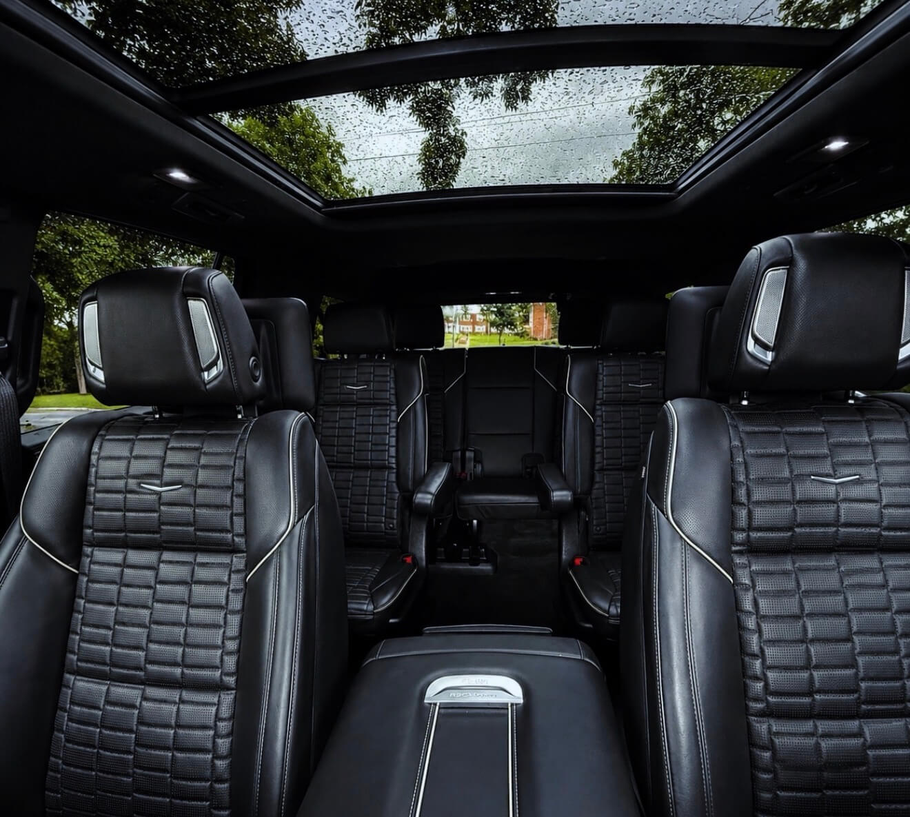 Cadillac Escalade Platinum interior with captain's chairs, third row and panoramic sunroof